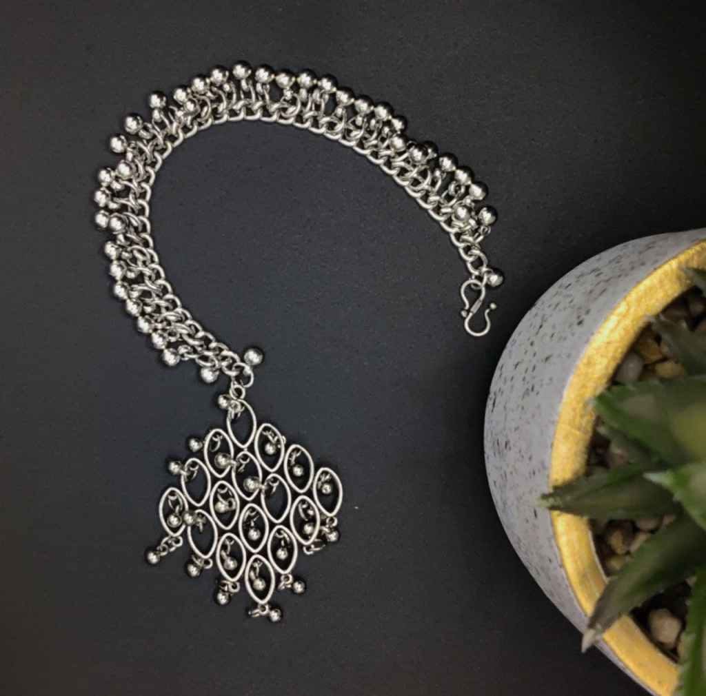 German Silver Oxidised MaangtikaFor Navratri
