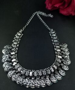 Oxidized German Silver Choker Necklace for Women Traditional Ethnic Jewelry