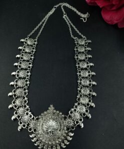 Lotus Design Oxidized Choker Necklace for Women Traditional Ethnic Jewelry