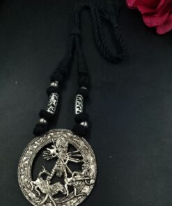 Religious Design German Silver Pendant Necklace with Adjustable Thread for Women Traditional Ethnic Jewelry