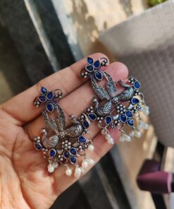 Oxidised Peacock Design Stud Earrings ? Elegant Ethnic Jewelry for Women