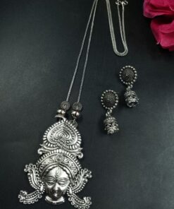 Silver Plated Religious Maa Durga Chain Pendant with Divine Traditional Design