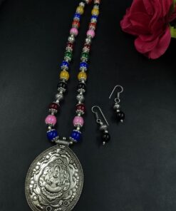 Unique Design Oxidized German Silver Necklace Set for Women Traditional Ethnic Jewelry