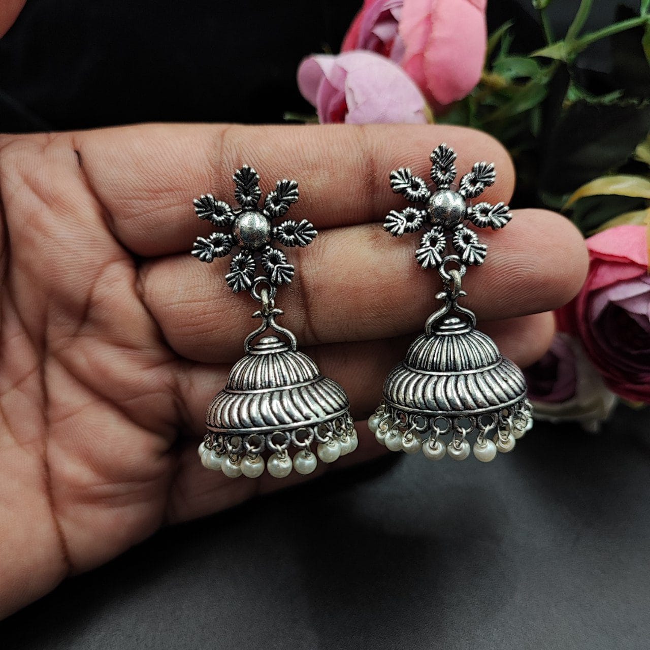 Traditional Light Weight Jhumka Stud Earrings For Girls