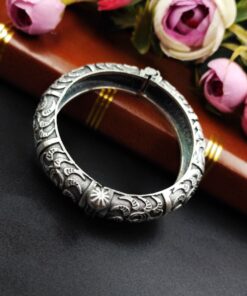 Openable Kada Bangle | Affordable Oxidised Silver Replica Bracelet