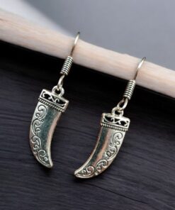 Unique Daily Wear German Silver Knife Style Hook Earrings for Girls