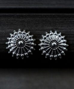 Silver Plated Stud Earrings | Oxidized Light Weight Jewelry For Girls