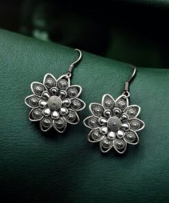 Oxidised Daily Wear Earrings | Affordable German Silver Hook Style Jewelry For Girls