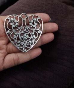 German Silver Heart Design Pendant – DIY Jewelry Making Raw Material