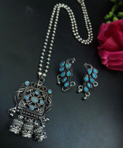 Ethnic Stone Floral Art Necklace Set | Traditional Jewelry with Elegant Design for Women
