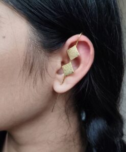 Designer Gold Plated Square Earcuff | Textured Design Amazing Jewelry for Women