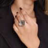 Trendy Adjustable Flower Ring | Oxidized Silver Replica Perfect Jewelry for Girls