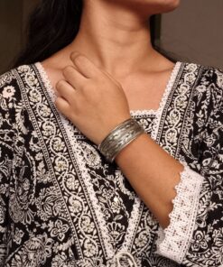 Premium Ethnic Cuff Bracelet | Silver Plated Unique Pattern Jewelry for Women