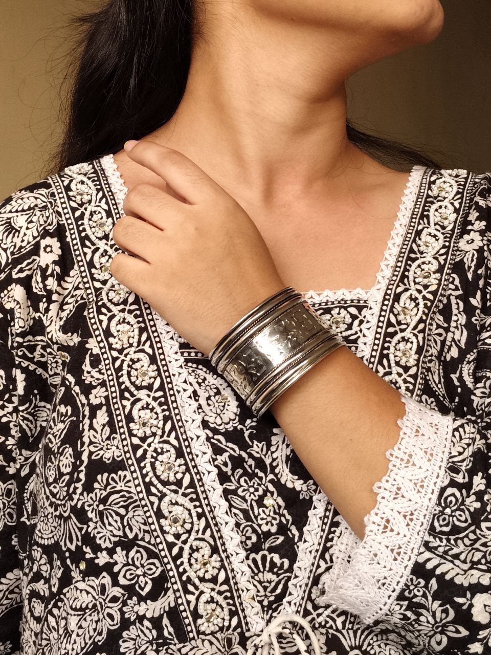 Best Design Silver Plated Cuff Bracelet | Ethnic Statement Jewelry for Women