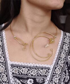 Unique Design Gold Plated Hasli Necklace | Stone Work Traditional Jewelry