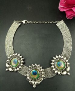 Silver Plated Choker Necklace for Women Elegant Traditional Partywear Jewelry