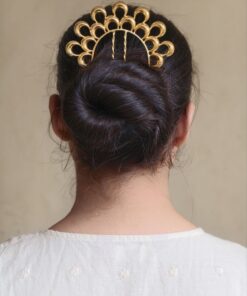 Traditional Gold Plated Half Moon Juda Pin | Beautiful Hair Jewelry for Women