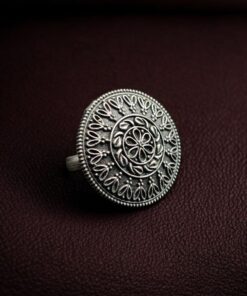 Oxidized Silver Replica Flower Design Ring | Adjustable Daily Wear Beautiful Jewelry