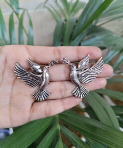German Silver Bird Stud Earrings for Women with Stylish Ethnic Design
