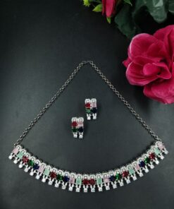 Trendy Statement Partywear Chain Necklace with Elegant Stone Work and Modern Design