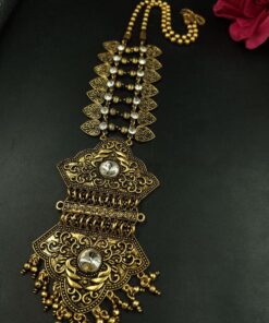 Unique Design Floral Art Gold Plated German Silver Necklace for Women Traditional Ethnic Jewelry