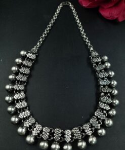 Silver Plated Oxidized Choker Necklace for Women Traditional Ethnic Partywear Jewelry