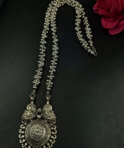 Peacock Design Silver Plated Oxidized German Silver Pendant Necklace for Women Traditional Ethnic Jewelry