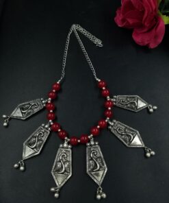 Ghungroo Peacock Design Oxidized German Silver Chain Necklace for Women Traditional Ethnic Jewelry