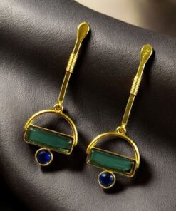 Alternative view of Gold Plated Brass Earrings ? A Beautiful Blend of Contemporary Style and Stone Elegance