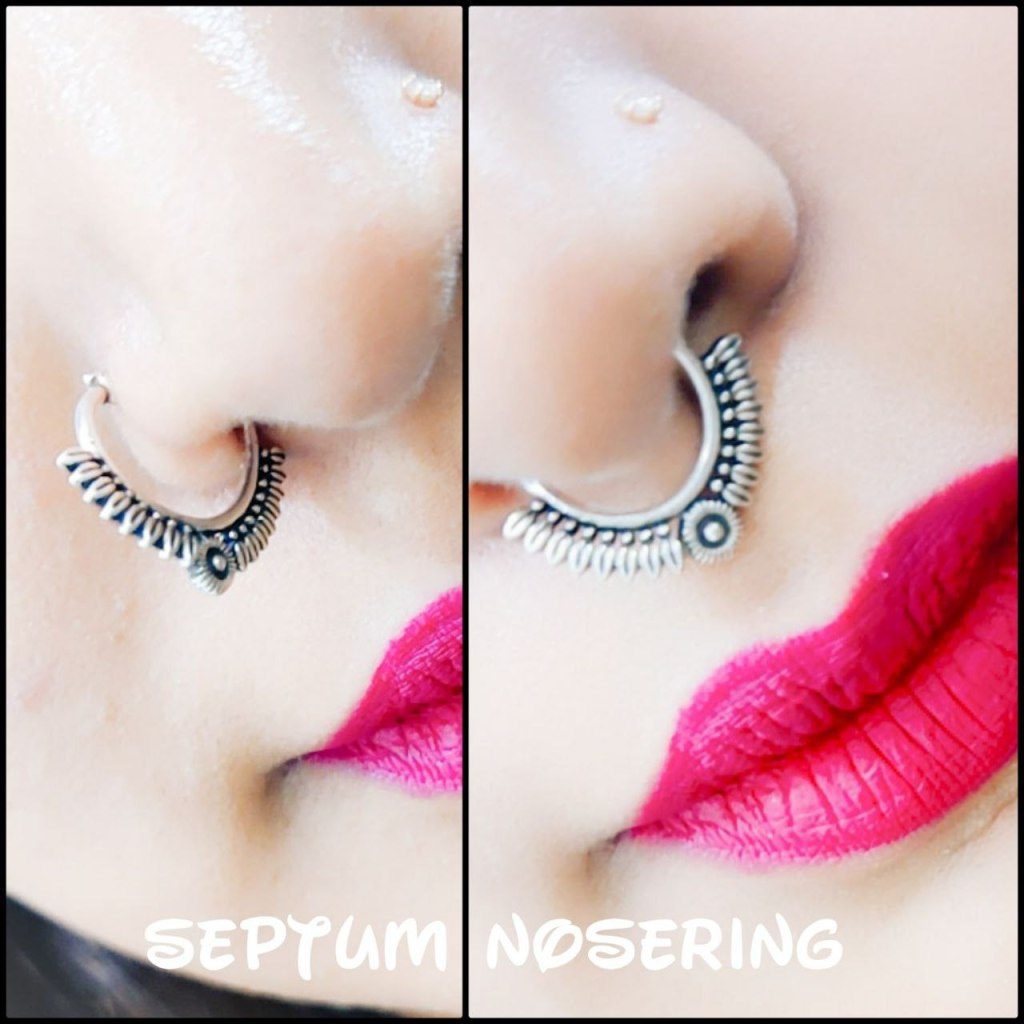 Oxidised Square Shape Stone Wire Nosepin For Girls - Image 15