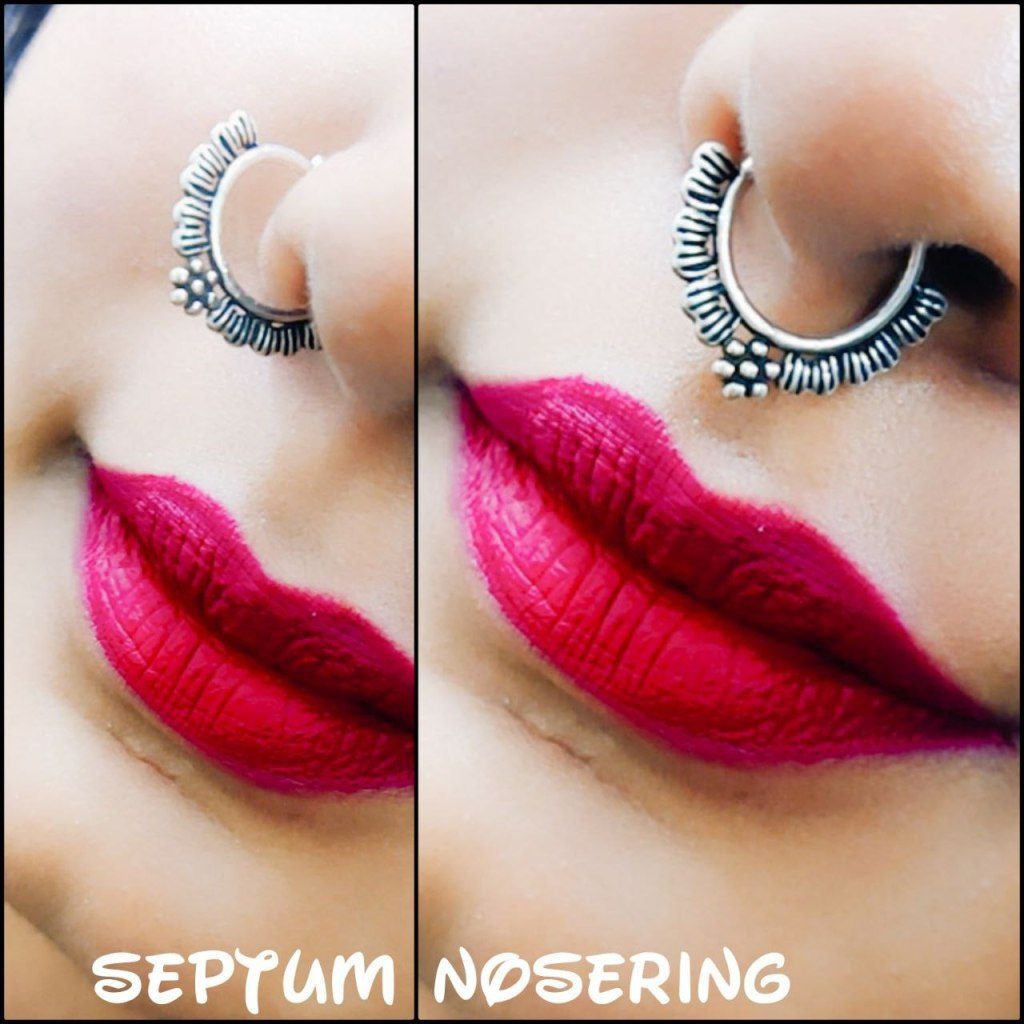 Oxidised Square Shape Stone Wire Nosepin For Girls - Image 14