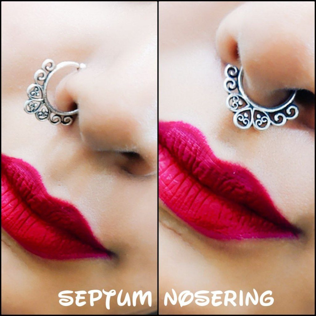 Oxidised Square Shape Stone Wire Nosepin For Girls - Image 13