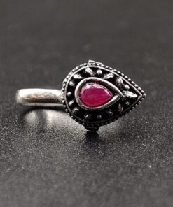 Alternative view of Handcrafted Oxidized Stone Nosepin for Traditional Look