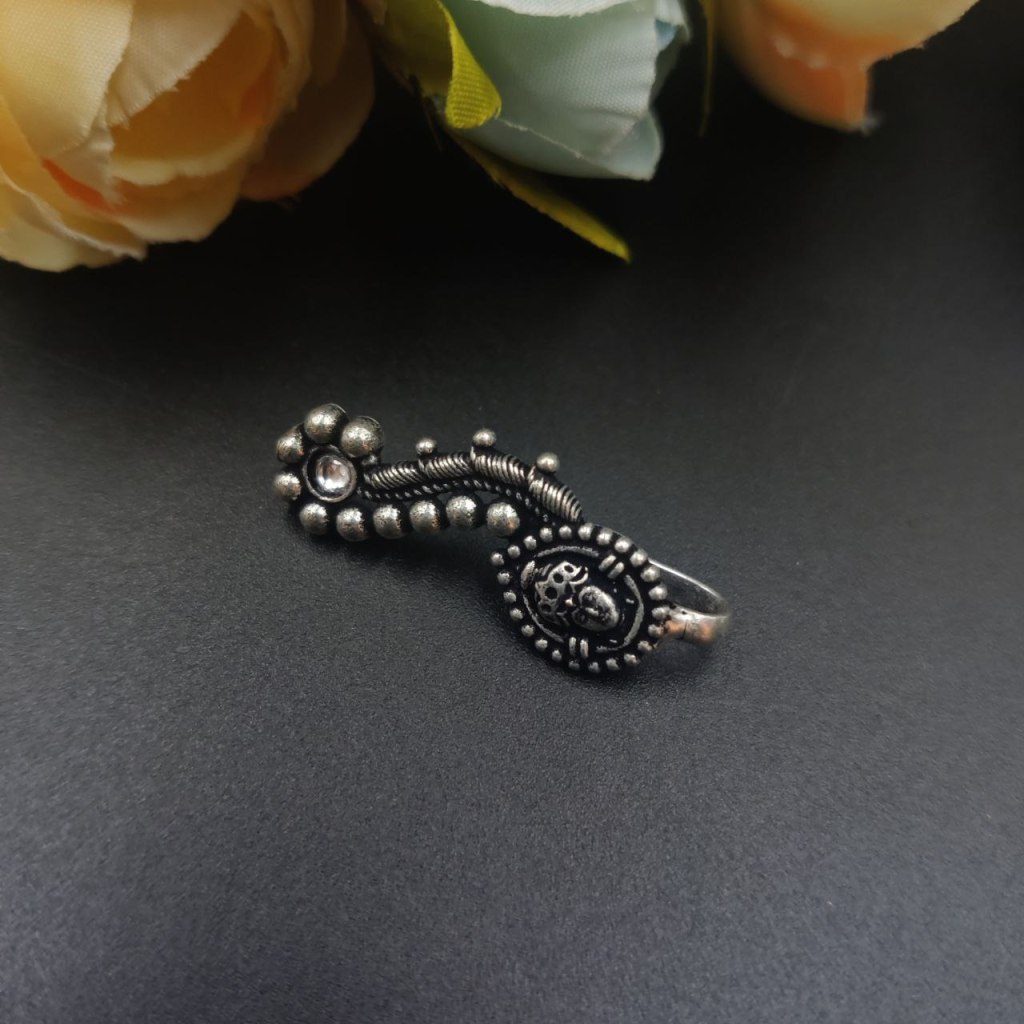 Oxidised Silver Plated Marathi Durga Nath Press Nosepin