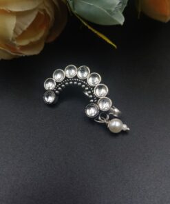 Alternative view of Attractive Oxidised Marathi Nosepin - Maharashtrian Nath