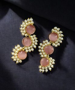 Premium Gold-Plated Brass Earrings with Monalisa Stone ? A Beautiful Contemporary Piece for Every Occasion