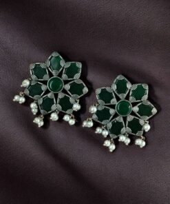 Alternative view of Beautiful Brass Stone Stud Earrings ? Perfect for Everyday Use