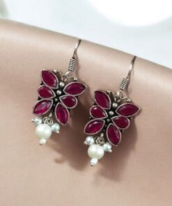 Alternative view of Beautiful Brass Butterfly Hook Earrings with Stones ? Best for Daily Use