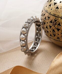 Alternative view of Traditional Silver Replica Kada Bangle For Girls - Unique Opeanable Bracelet