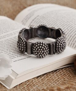 Alternative view of Antique Kada Bangle in Silver Replica Banjara Style For Girls - Opeanable Bracelet