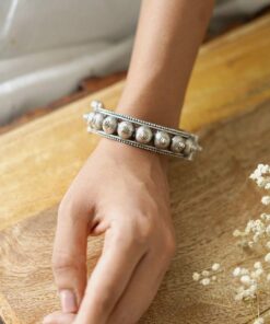 Traditional Silver Replica Kada Bangle For Girls - Unique Opeanable Bracelet