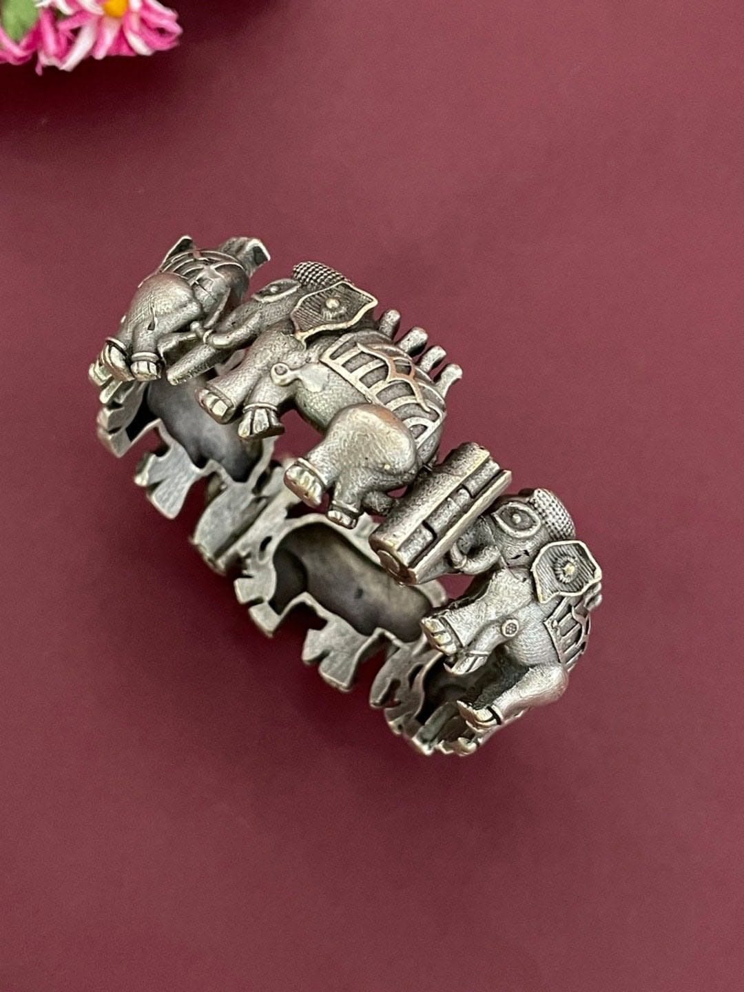 Elephant Kada Silver Look Like - Best Rajansthani Look Openable Bangle - Image 2