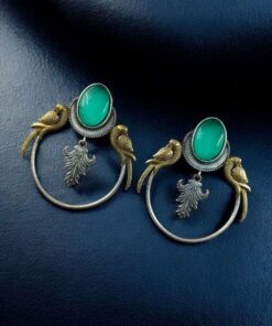 Alternative view of Western Look alike Two-Tone Parrot Earrings | Monalisa Stone Unique Design Ethinc Jewelry