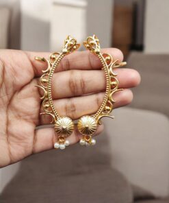 Alternative view of Beautiful Pearl Work Gold Plated Earcuff | Ethnic Vintage Design Jewelry