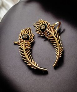 Alternative view of Handcrafted Gold Plated Peacock Feather Meenakari Earcuff | Traditional Best Daily Wear Jewelry