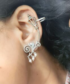 Beautiful Lamp Earcuff | Oxidised Silver Replica Earrings