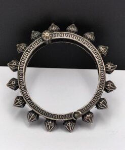 Traditional Silver Replica Kada Bangle | Antique Free Size Bracelet