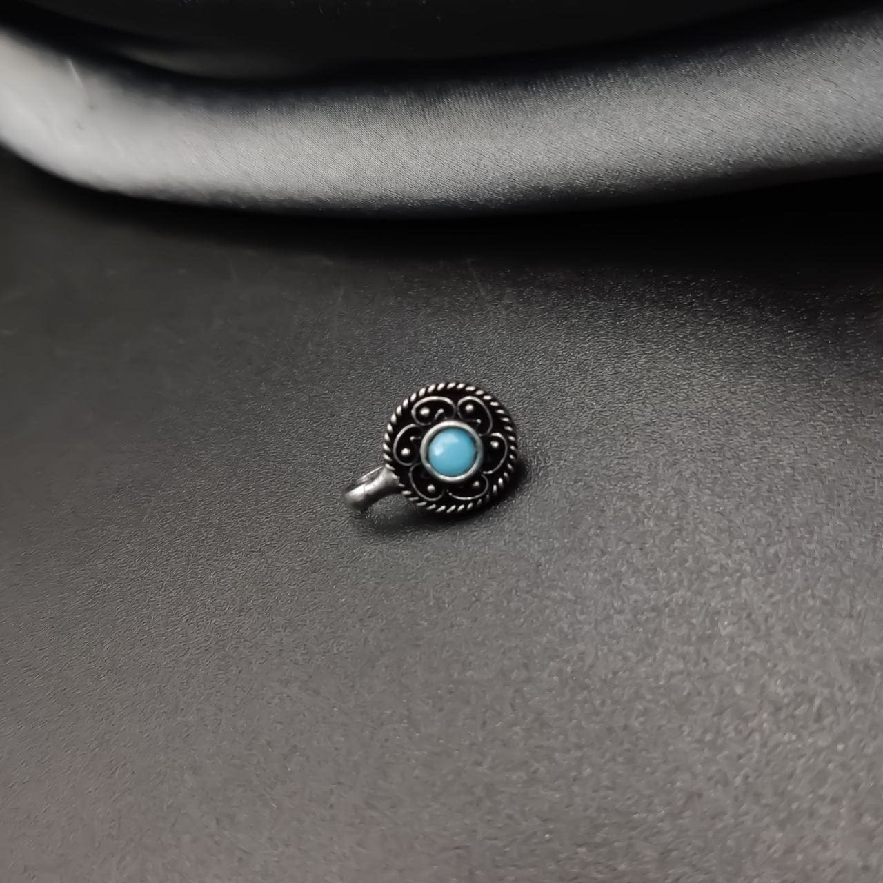 Premium Quality Oxidised Stone Press Nosepin For Girls - Image 6