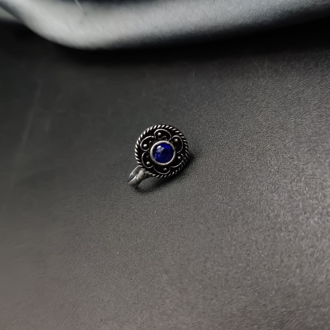 Premium Quality Oxidised Stone Press Nosepin For Girls - Image 4