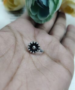 Alternative view of Attractive Flower Style Oxidized Press Nosepin For Girls